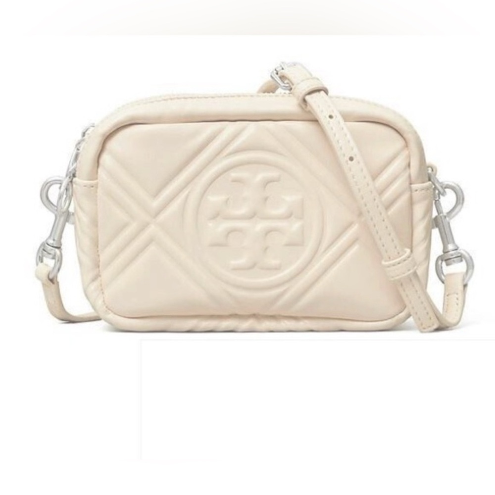 Tory Burch Perry Bombe Mini Puffy Logo Crossbody Bag in Cream